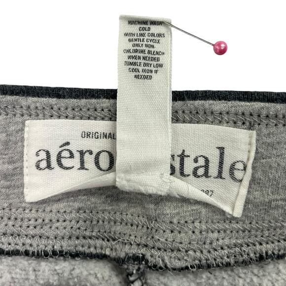 Aeropostale Jogger Sweatpants Womens Small Gray Crop Logo Fleece Lounge Casual - Picture 10 of 13